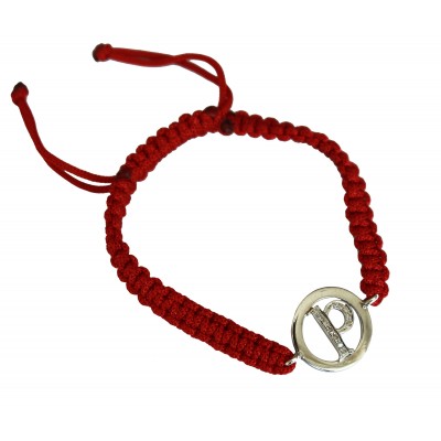 Lower Case Alphabets Bracelet with Diamonds in Silver on Size Adjustable Nylon Thread